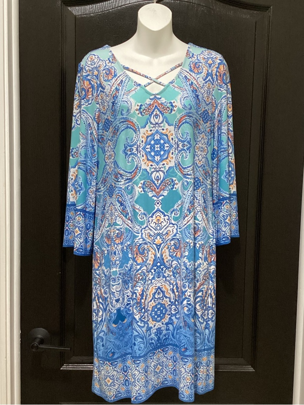 Ruby Rd. Blue & Aqua Paisley Shift Dress